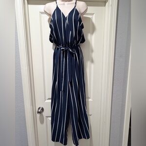 J for Justify Navy Striped Jumpsuit